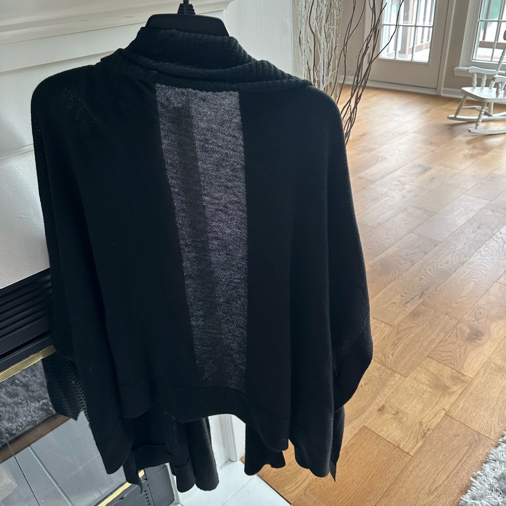 LOFT Black Shrug Sweater with Open Front Design